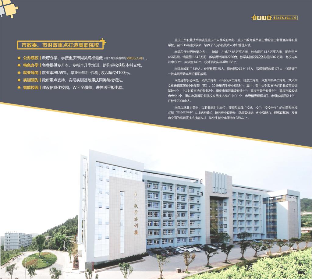 重庆工贸职业技术学院2019年招生简章