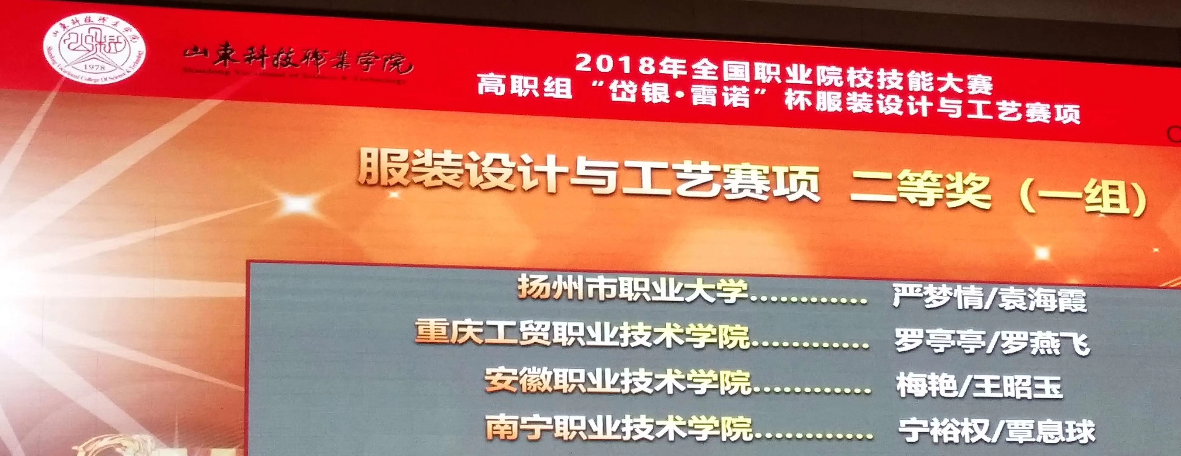 我系学生荣获2018年国赛“服装设计与工艺”赛项团体二等奖
